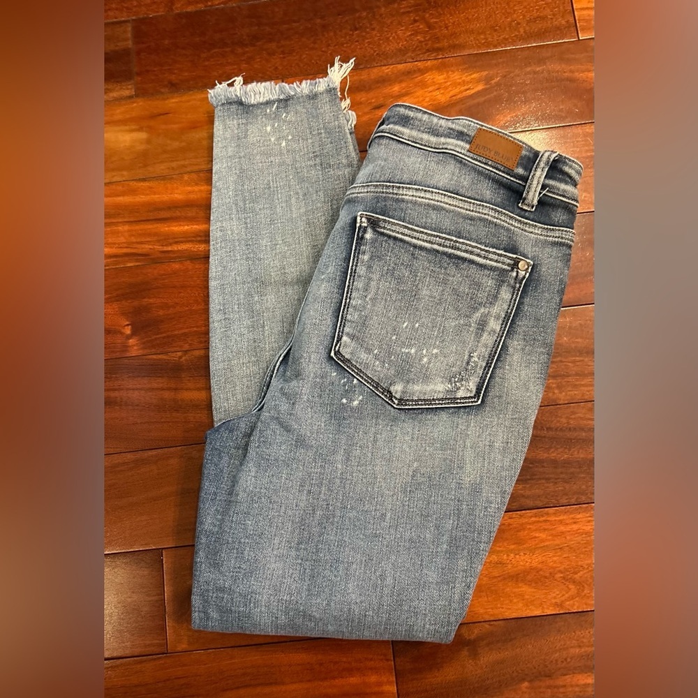 Judy Blue Distressed Skinny Jeans High Rise Stretch Frayed Hem-Women’s - Picture 10 of 11